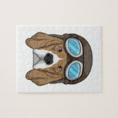 Beagle als piloot met piloot-pet legpuzzel (Horizontaal)