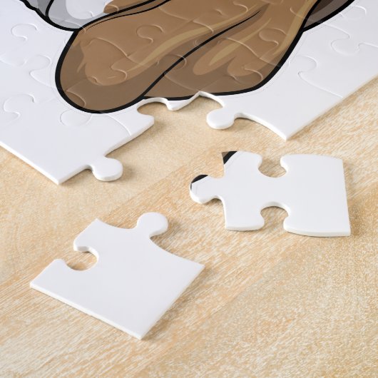 Beagle als piloot met piloot-pet legpuzzel (Zijkant)