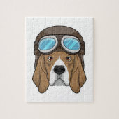 Beagle als piloot met piloot-pet legpuzzel (Verticaal)
