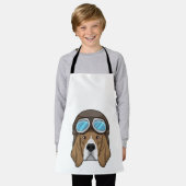 Beagle als piloot met piloot-pet schort (Gedragen)