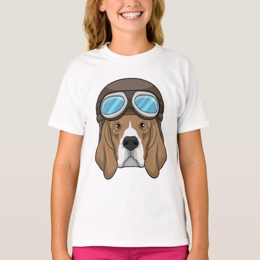 Beagle als piloot met piloot-pet t-shirt (Voorkant)