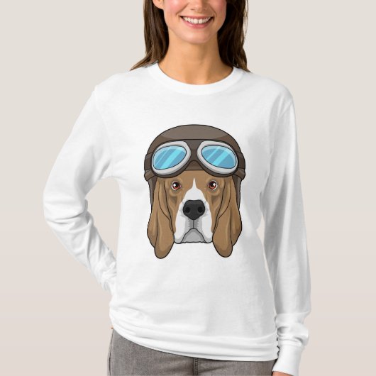Beagle als piloot met piloot-pet t-shirt (Voorkant)
