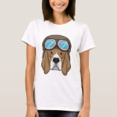 Beagle als piloot met piloot-pet t-shirt (Voorkant)