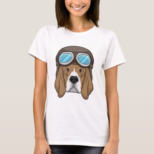 Beagle als piloot met piloot-pet t-shirt (Voorkant)