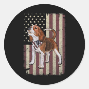 Beagle Amerikaanse Vlag Bandana Patriottisch 4 jul Ronde Sticker
