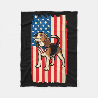 Beagle Amerikaanse Vlag Patriottisch 4 juli Ontwer Fleece Deken