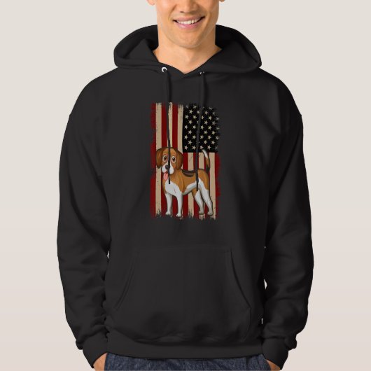 Beagle Amerikaanse vlag Patriottische 4e van Jully Hoodie (Voorkant)