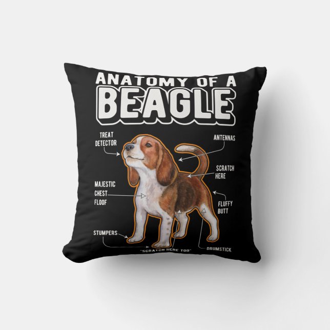 Beagle Anatomy Funny Dog Kussen (Voorkant)