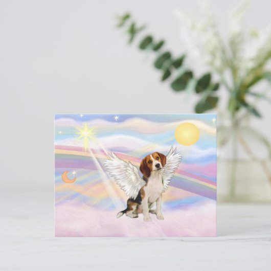 Beagle Angel Briefkaart (Staand voorkant)