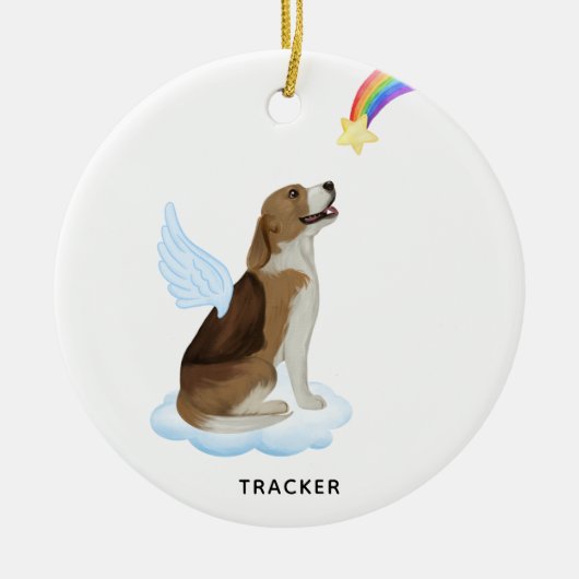 Beagle Angel Dog Gepersonaliseerd Pet Memorial Keramisch Ornament (Voorkant)