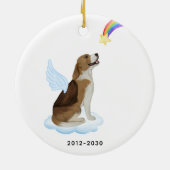 Beagle Angel Dog Gepersonaliseerd Pet Memorial Keramisch Ornament (Achterkant)