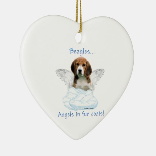 Beagle Angel Keramisch Ornament (Rechts)