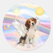 Beagle Angel Ronde Sticker (Voorkant)