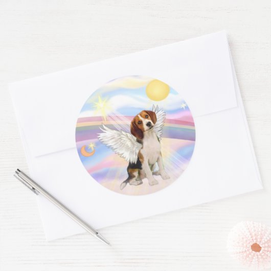 Beagle Angel Ronde Sticker (Envelop)