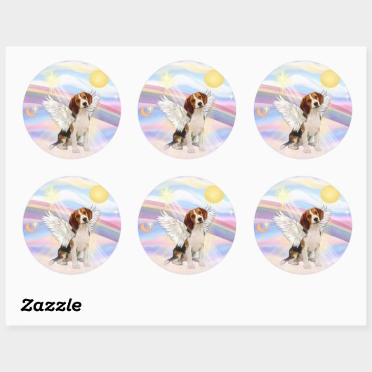 Beagle Angel Ronde Sticker (Vel)