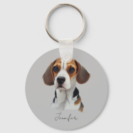 Beagle art custom sleutelhanger