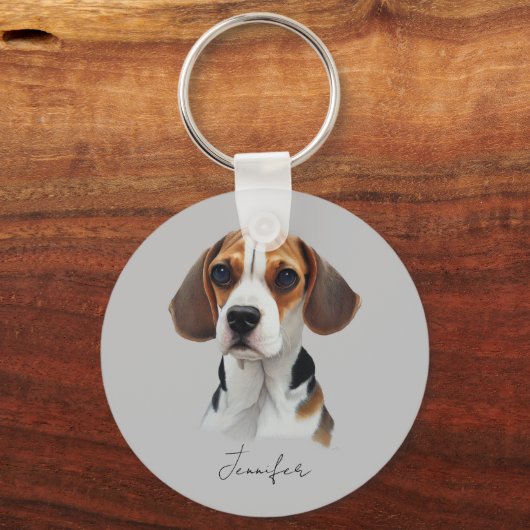 Beagle art custom sleutelhanger (Voorkant)