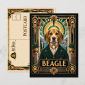 Beagle, Art Deco-hond Briefkaart (Voorkant / Achterkant)
