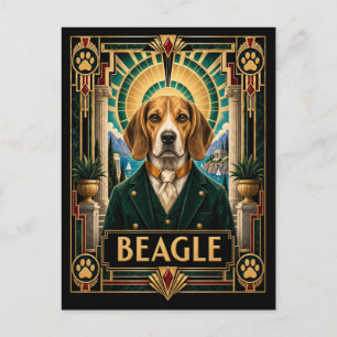 Beagle, Art Deco-hond Briefkaart