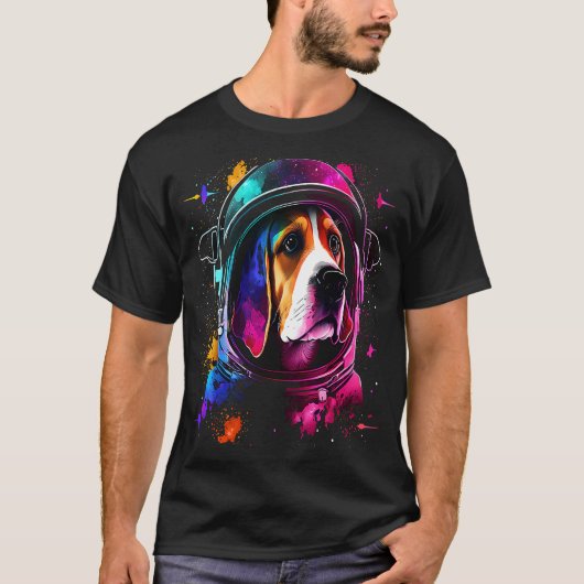 Beagle Astronaut in Space Dog Cosmic Explorer T-shirt (Voorkant)