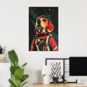 Beagle Astronaut Poster, Beagle Retro Print (Thuiskantoor)