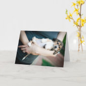 Beagle Babe in de armen Kaart (Gele Bloem)