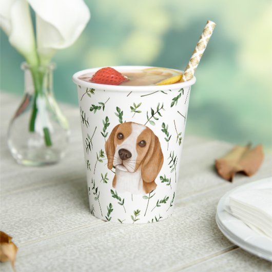 Beagle Baby shower Waterverf thema Papieren kopjes Papieren Bekers (Insitu)