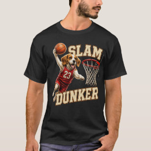Beagle Basketbal Hond Retro Sportief Design T-shirt
