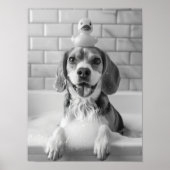 Beagle Bath Wall Art, Dog and Rubber Duck, Beagle Poster (Voorkant)