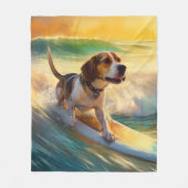 Beagle Beach Surfschildering Fleece Deken (Voorkant)