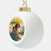 Beagle Beach Surfschildering Keramische Bal Ornament (Rechts)