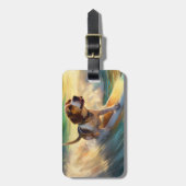 Beagle Beach Surfschilderkunst Bagagelabel (Voorkant verticaal)