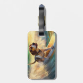 Beagle Beach Surfschilderkunst Bagagelabel (Achterkant verticaal)