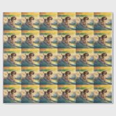 Beagle Beach Surfschilderkunst Cadeaupapier (Vlak)