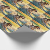 Beagle Beach Surfschilderkunst Cadeaupapier (Hoek)