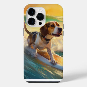 Beagle Beach Surfschilderkunst iPhone 14 Pro Max Hoesje