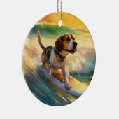 Beagle Beach Surfschilderkunst Keramisch Ornament (Rechts)