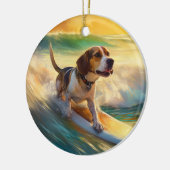 Beagle Beach Surfschilderkunst Keramisch Ornament (Links)