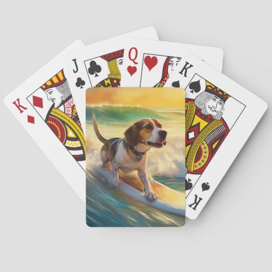 Beagle Beach Surfschilderkunst Pokerkaarten (Achterkant)