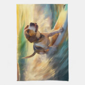 Beagle Beach Surfschilderkunst Theedoek (Verticaal)