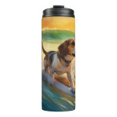 Beagle Beach Surfschilderkunst Thermosbeker (Voorkant)