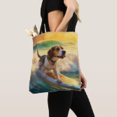 Beagle Beach Surfschilderkunst Tote Bag (Dichtbij)