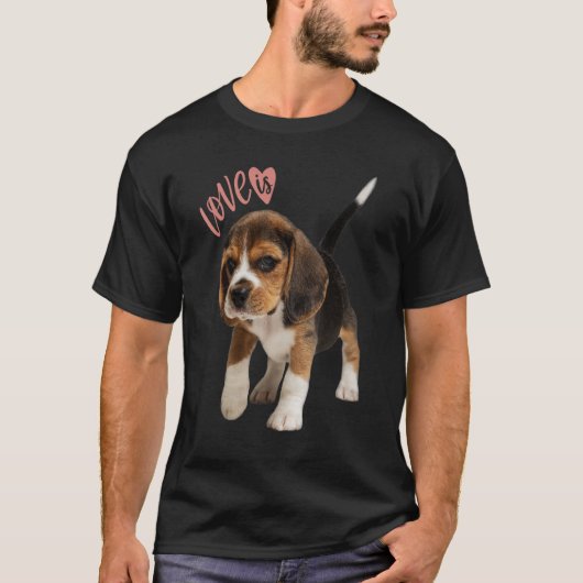 Beagle Beagles Love is Dog Mam Puppy Pet Cute T-shirt (Voorkant)