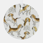 Beagle Beauty: Waterverf hondenpatroon Glas Ornament (Achterkant)