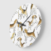 Beagle Beauty: Waterverf hondenpatroon Grote Klok (Hoek)