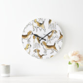 Beagle Beauty: Waterverf hondenpatroon Grote Klok (Huis)