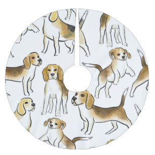 Beagle Beauty: Waterverf hondenpatroon Kerstboom Rok