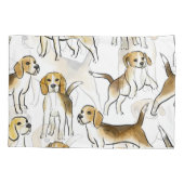 Beagle Beauty: Waterverf hondenpatroon Kussensloop (Achterkant)