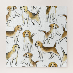 Beagle Beauty: Waterverf hondenpatroon Legpuzzel