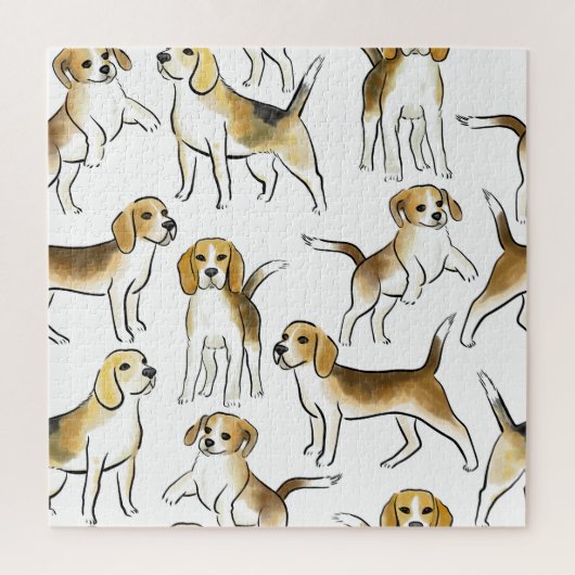 Beagle Beauty: Waterverf hondenpatroon Legpuzzel (Verticaal)